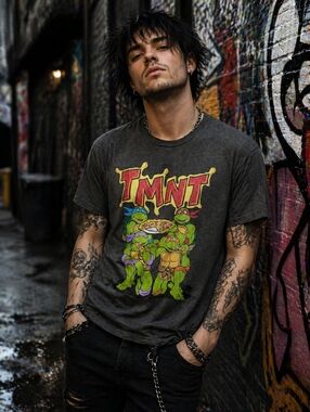 Teenage Mutant Ninja Turtles TMNT Dark Gray Graphic Print Tee Shirt Men's XL NEW